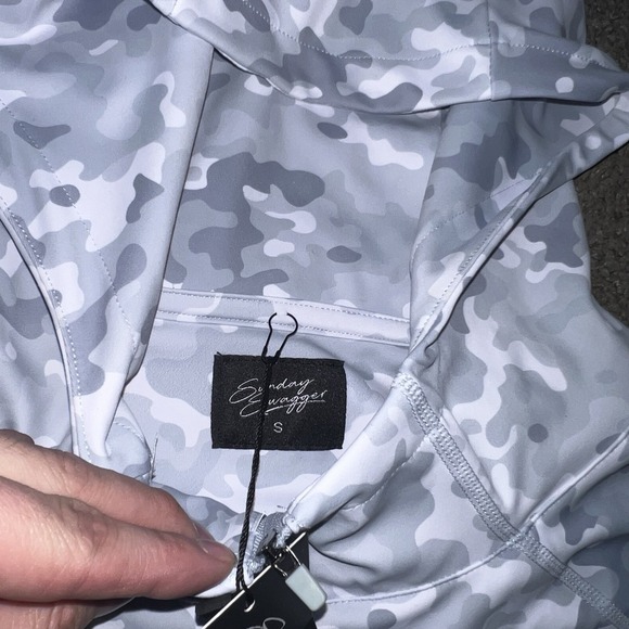 Sunday Swagger Hoodie Men S Gray Camo 1/4 Zip Pullover Golf Stretch - Picture 2 of 5